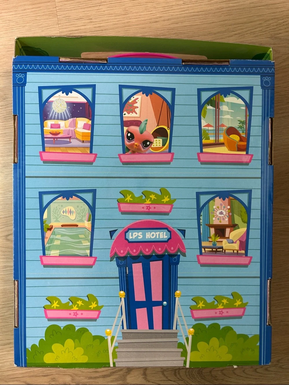 Littlest Pet Shop Blue & Pink Hotel Playset EMPTY Box. LPS Hotel Empty Playset